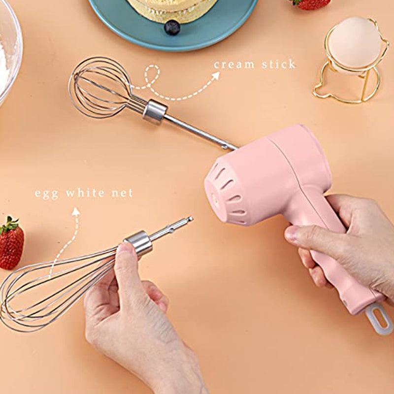 Cordless Electric Mixer with Whisk, Chopper & Blender | USB Rechargeable, 3 Speeds + Turbo | Splatter-Free Mixing & Chopping