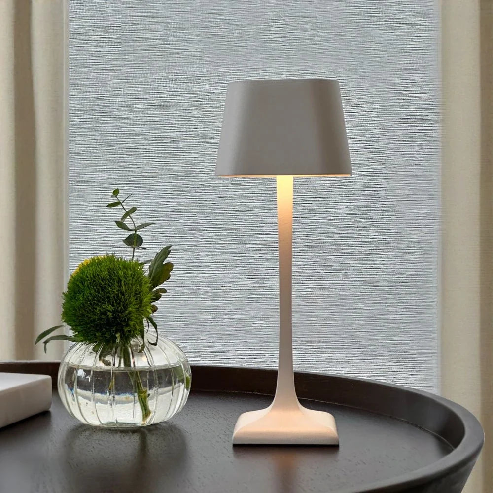 Cordless Table Lamp, Aluminium, 26 x 10 x 10 cm | Dimmable, Waterproof IP54, 14-16 Hour Battery | Black, White or Black and Gold
