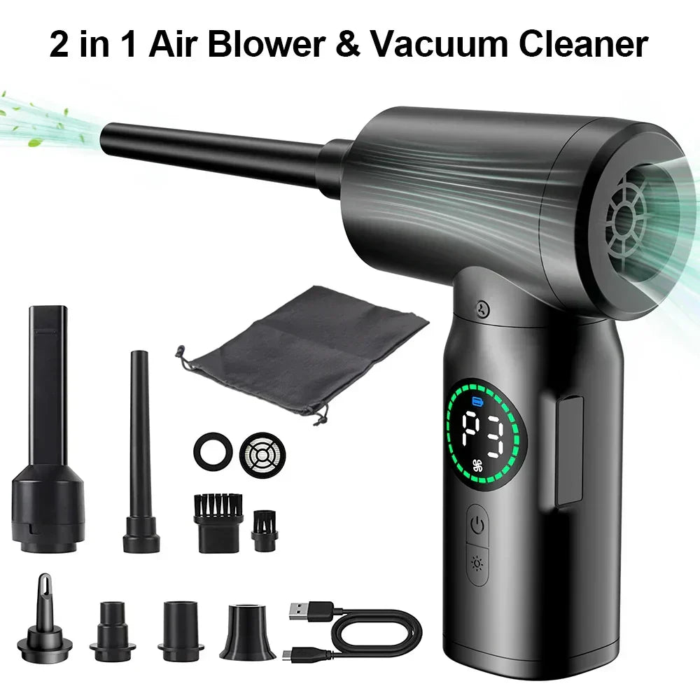 Cordless Vacuum Cleaner Portable 2-in-1 Blower Rechargeable with LED Light