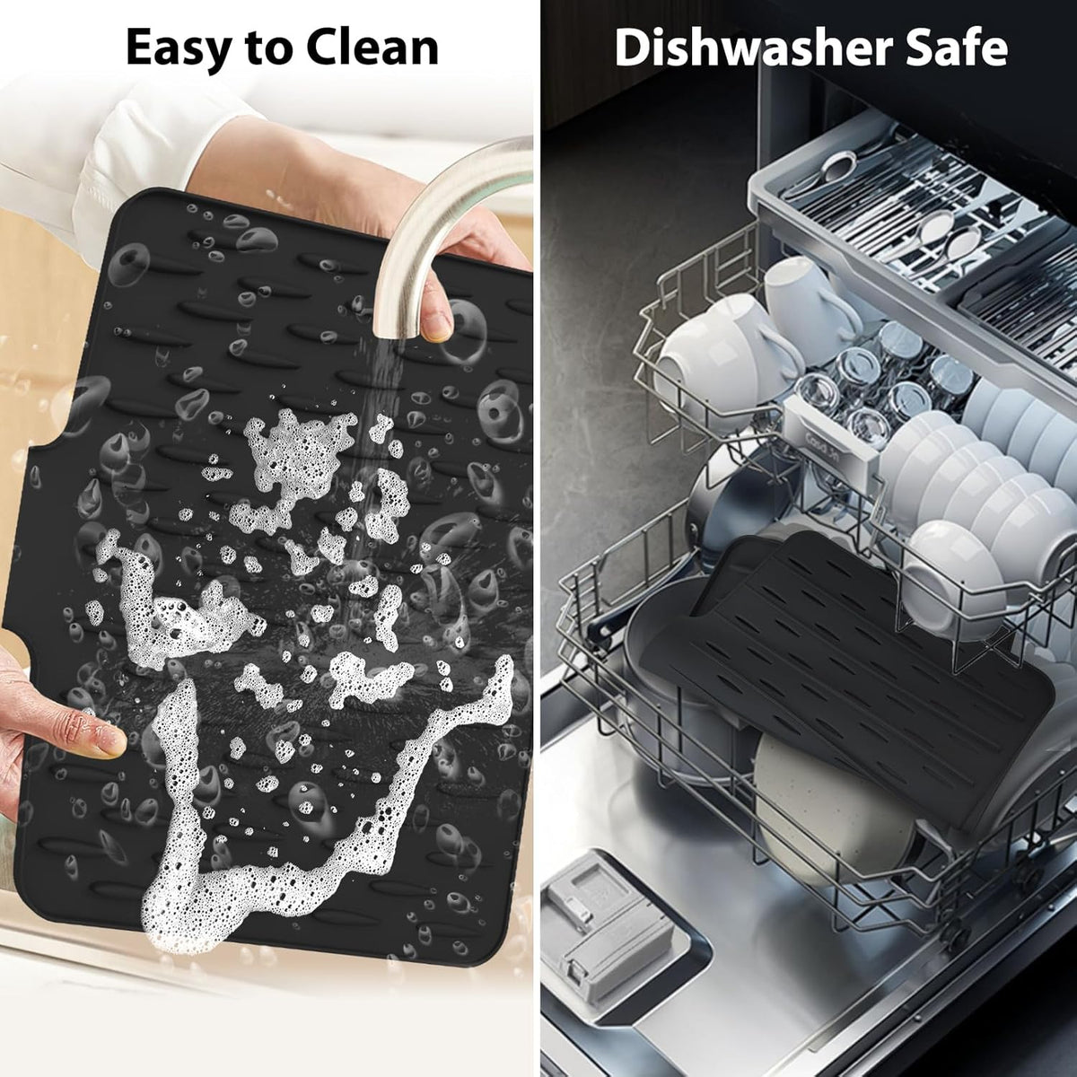 Countertop Drying Mat, Absorbent Quick-Dry Fabric, Non-Slip Base