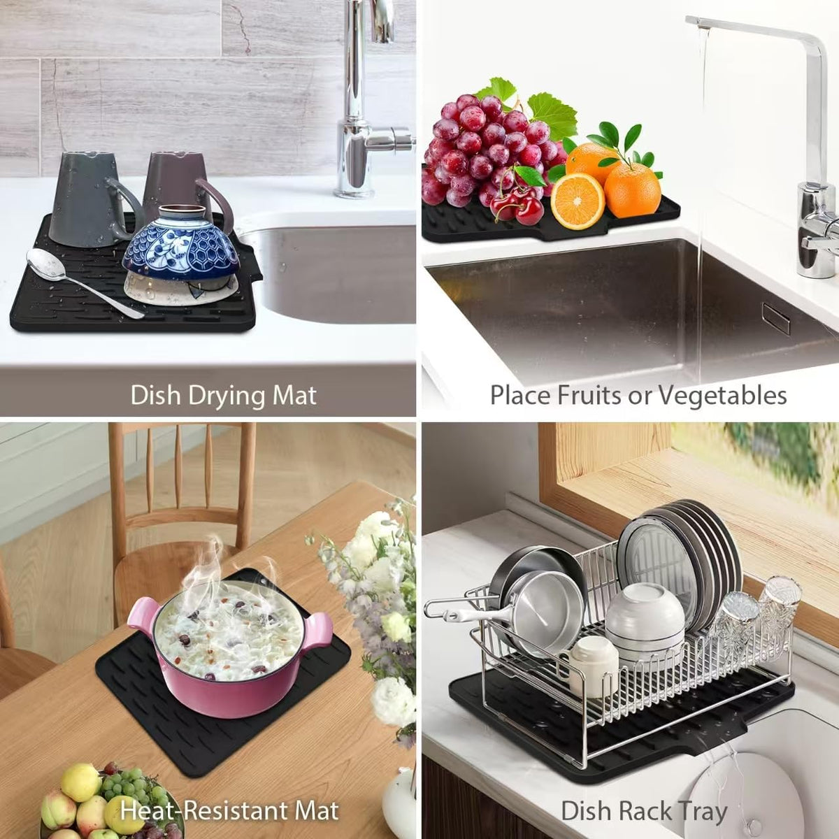 Countertop Drying Mat, Absorbent Quick-Dry Fabric, Non-Slip Base