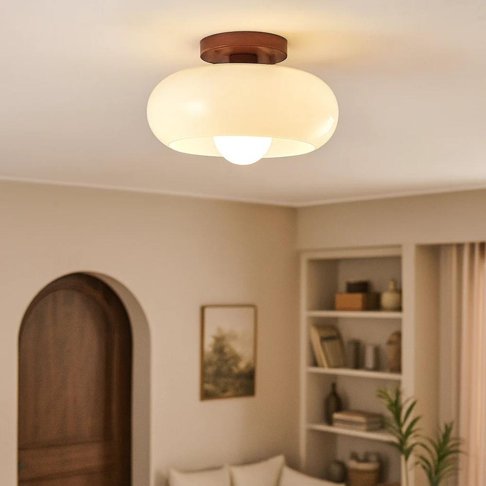 Cremova | Minimalist Cream Glass Flush Mount Ceiling Light