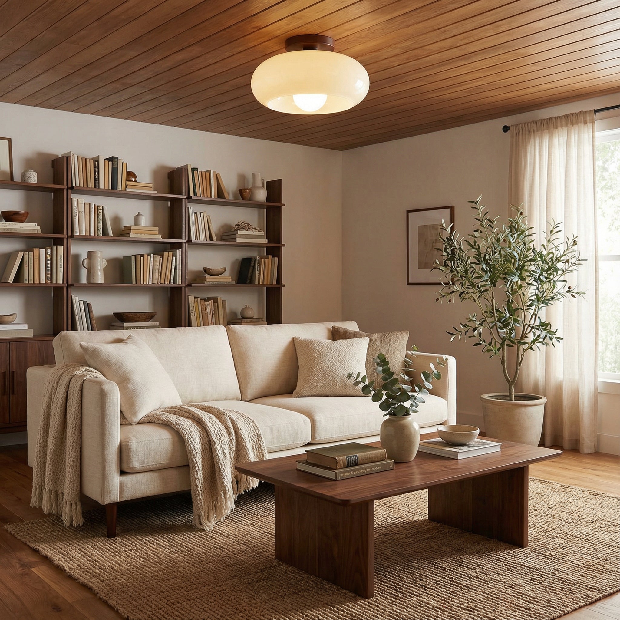 Cremova | Minimalist Cream Glass Flush Mount Ceiling Light