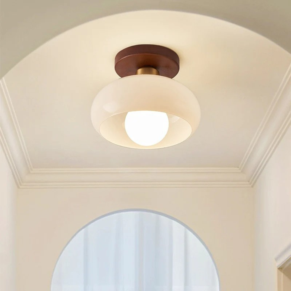 Cremova | Minimalist Cream Glass Flush Mount Ceiling Light