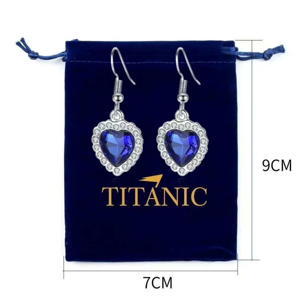 Crystal Heart Pendant Necklace | Navy Blue Centre Stone with Clear Crystal Halo | Comes with Velvet Gift Pouch