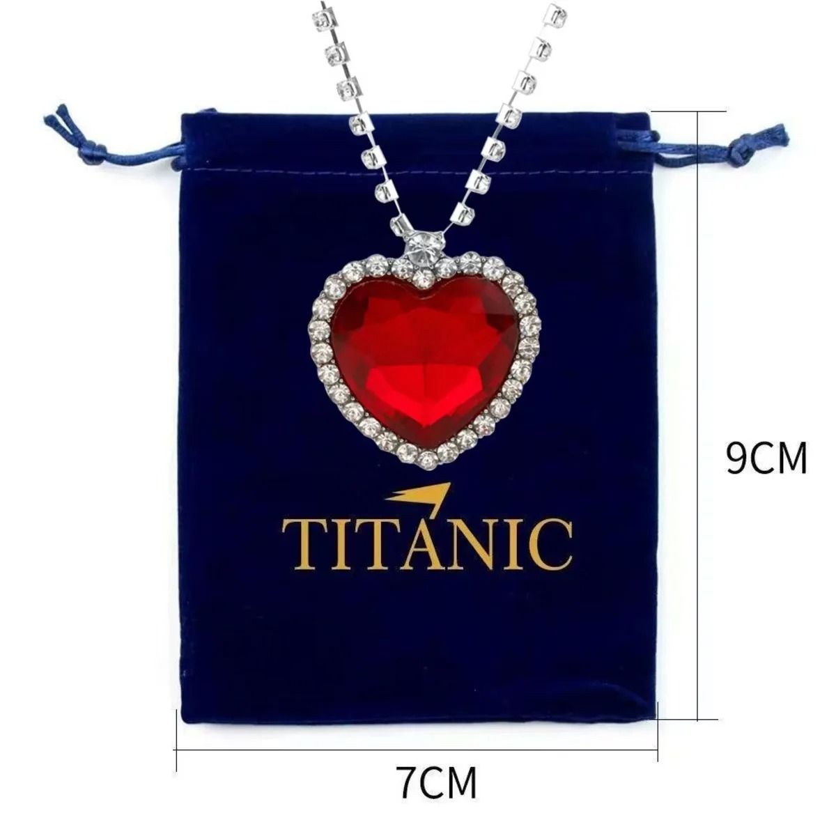 Crystal Heart Pendant Necklace | Navy Blue Centre Stone with Clear Crystal Halo | Comes with Velvet Gift Pouch