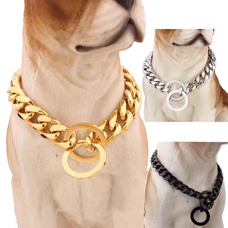 Cuban Link Dog Collar Stainless Steel | Wide Slip Chain for Large Dog Breeds | Rust-Resistant & Skin-Safe Finish