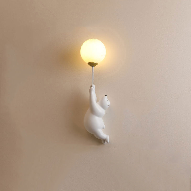 Cute Bear Wall Lamp | Balloon Globe Shade, Climbing Pose