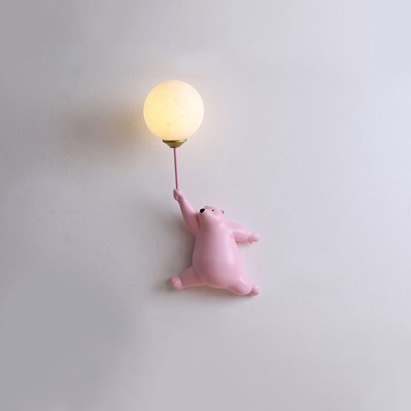 Cute Bear Wall Lamp | Balloon Globe Shade, Climbing Pose