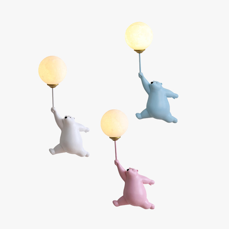 Cute Bear Wall Lamp | Balloon Globe Shade, Climbing Pose
