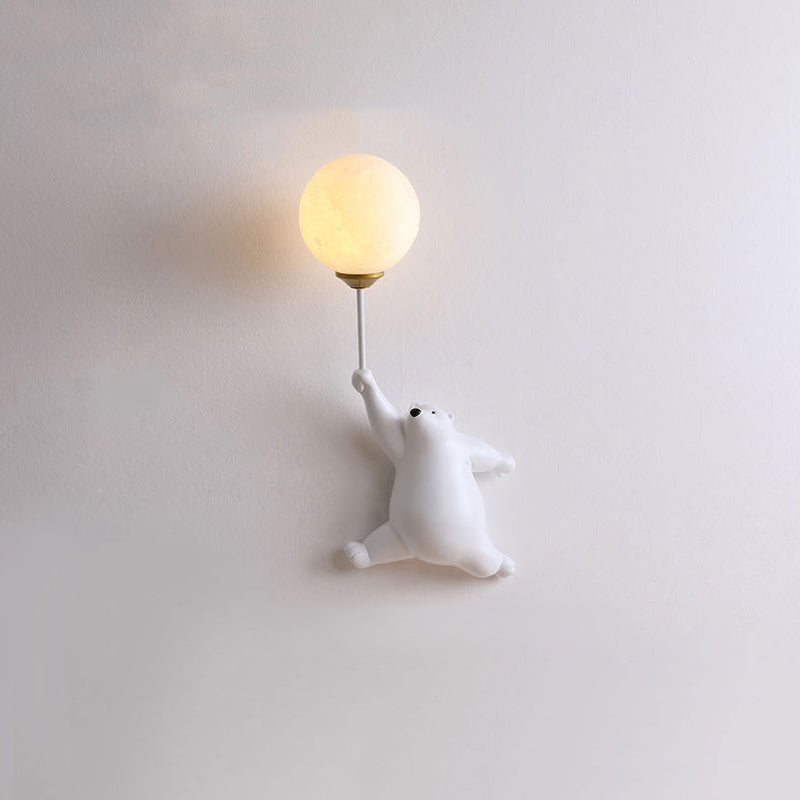 Cute Bear Wall Lamp | Balloon Globe Shade, Climbing Pose