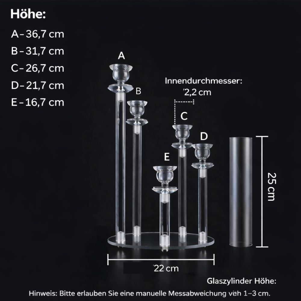 5-Arm Candle Holder Acrylic | Curved Arms for Wax or LED Candles | Shatter-Resistant Design for Indoor & Outdoor Use 3