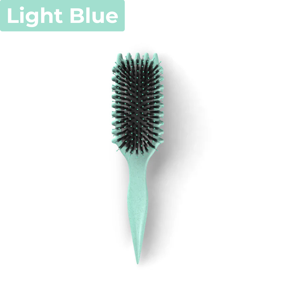 Detangling Curl Brush | Boar Bristle Grooves, Non-Slip Rubber Handle | Heat-Resistant, Frizz-Free Curl Styling Tool