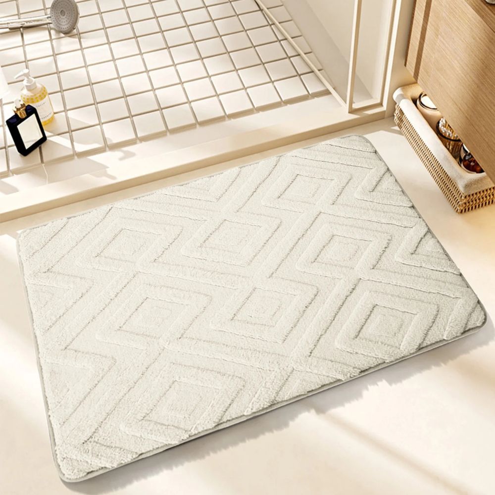 DiamondLux | Ultra-Soft Microfiber Bath Mat – Modern Geometric Design
