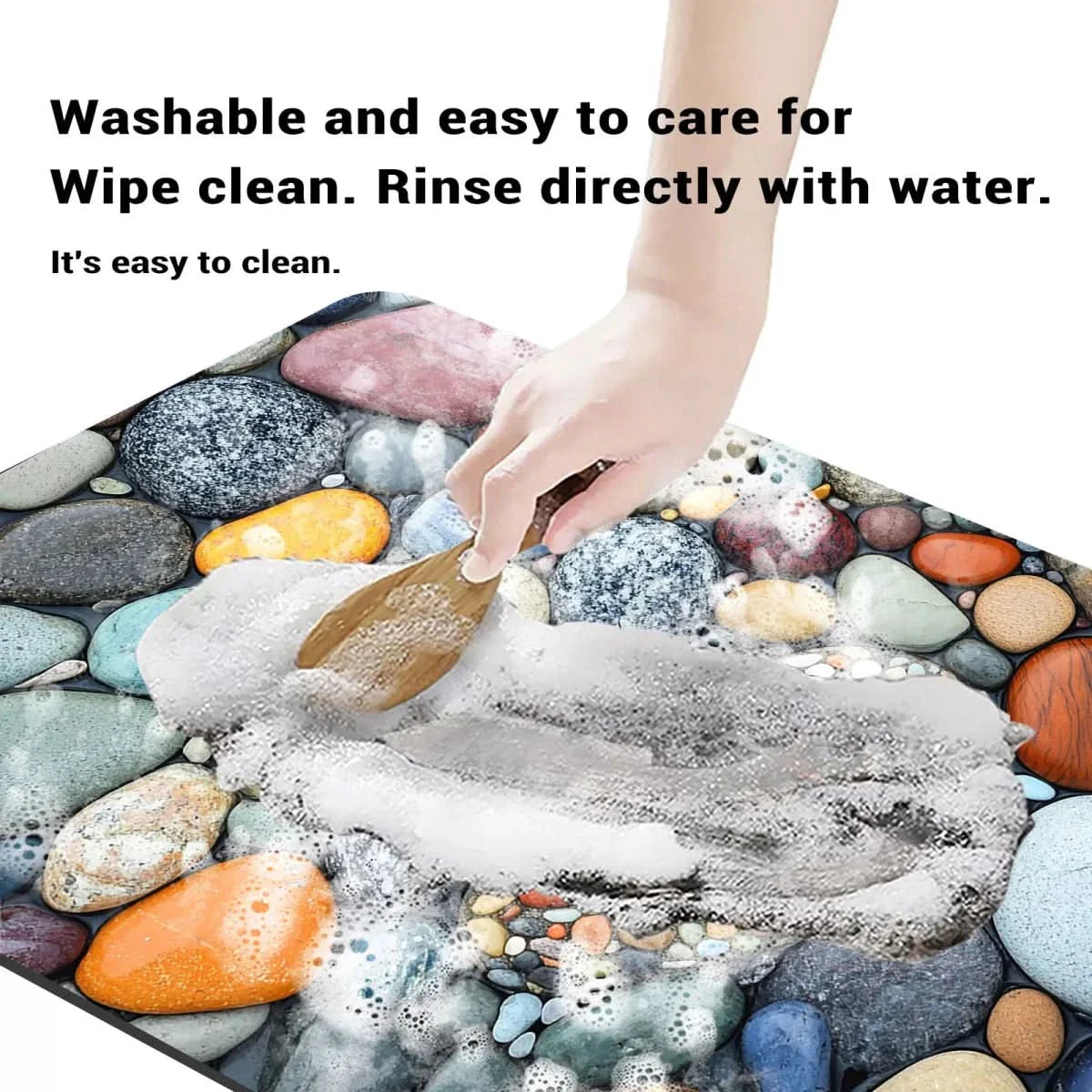 Diatomaceous Earth Bath Mat | Non-Slip Quick-Drying Pebble-Print Mat