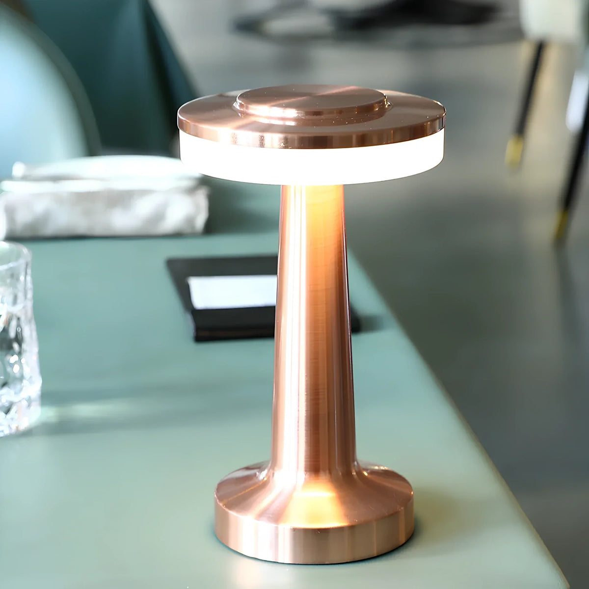 Dimmable Table Lamp Portable Cordless | Gold, Rose Gold, Silver, Black | USB-C Rechargeable LED, 8-12h Battery