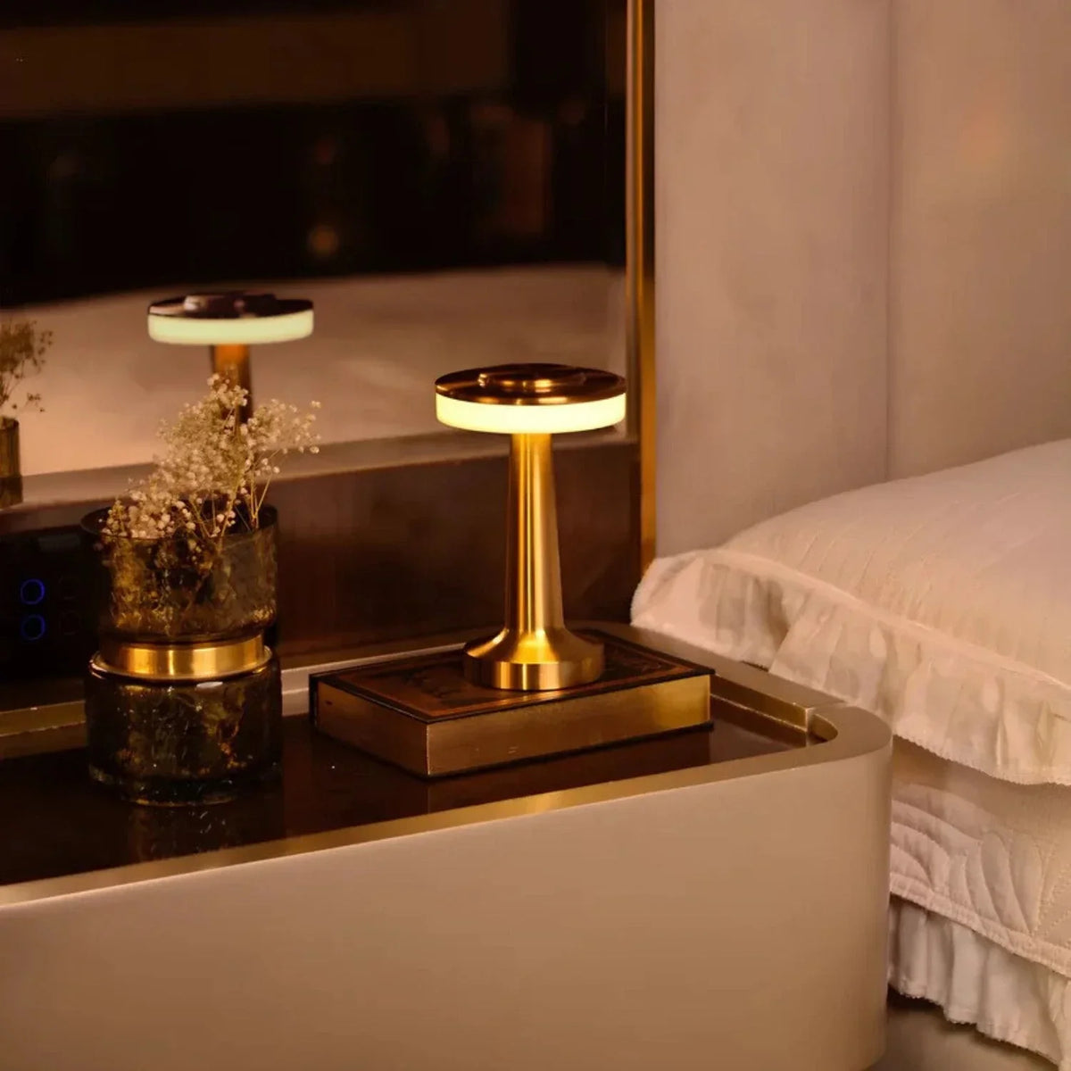 Dimmable Table Lamp Portable Cordless | Gold, Rose Gold, Silver, Black | USB-C Rechargeable LED, 8-12h Battery