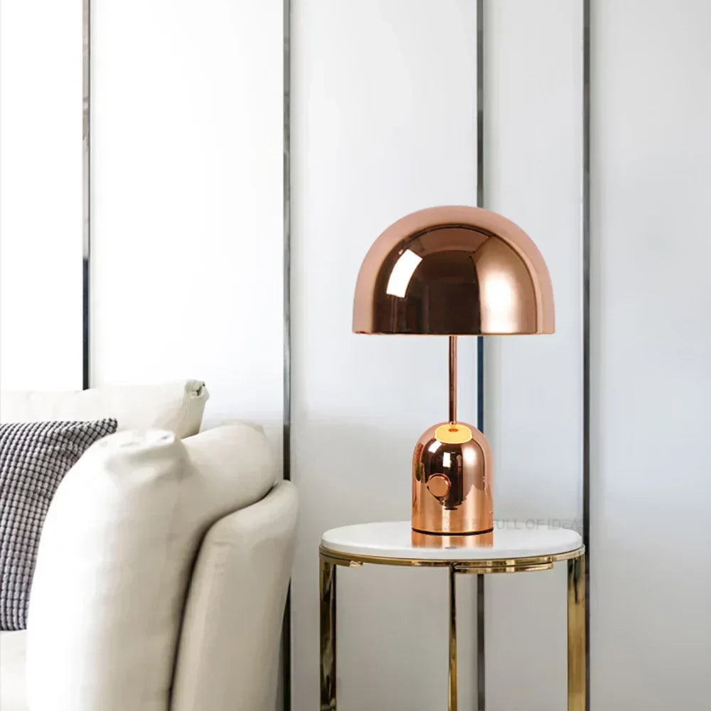 Dimmable Table Lamp with Copper Finish | Adjustable Brightness LED | Modern Lighting for Living Room & Bedroom