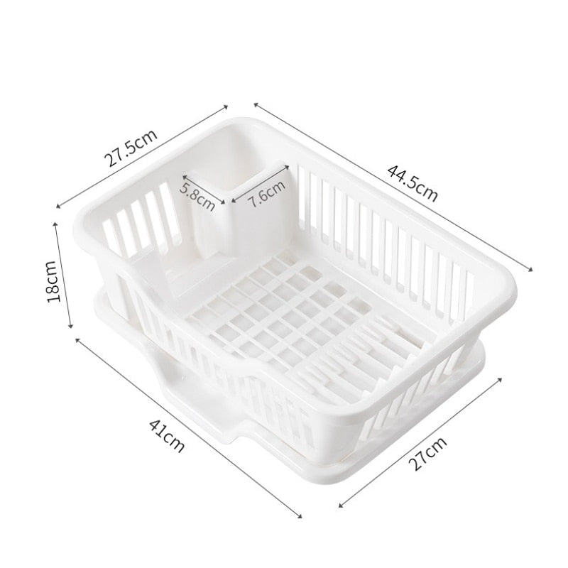 Dish Drying Rack | Slotted Basket, Angled Drain Board