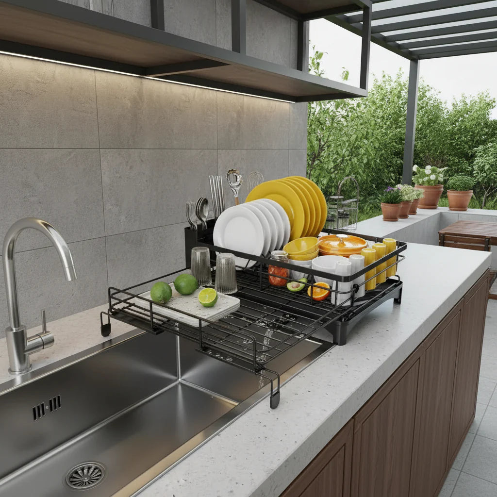 Dish Rack – Modern Design Made of Durable Plastic and Metal for Efficient Drying of Plates and Cutlery in the Kitchen 5