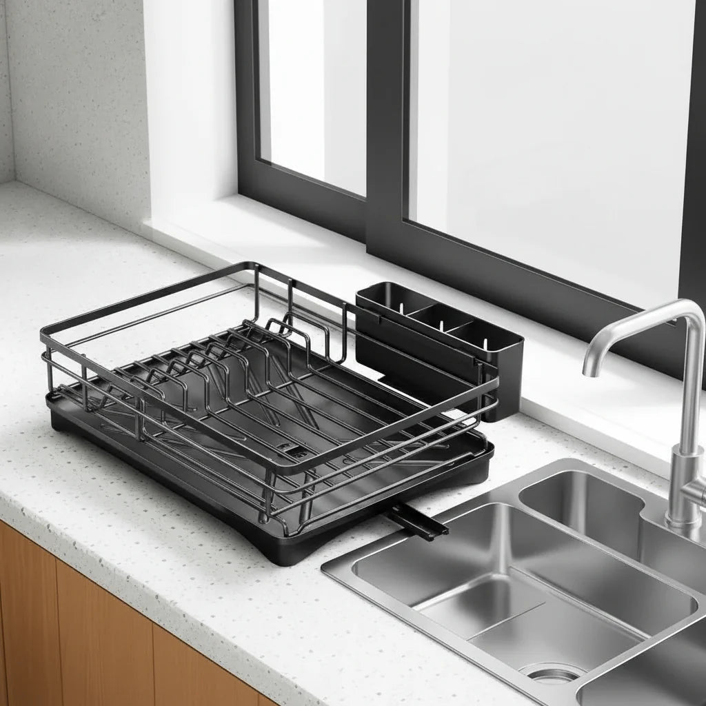 Dish Rack – Modern Design Made of Durable Plastic and Metal for Efficient Drying of Plates and Cutlery in the Kitchen 6