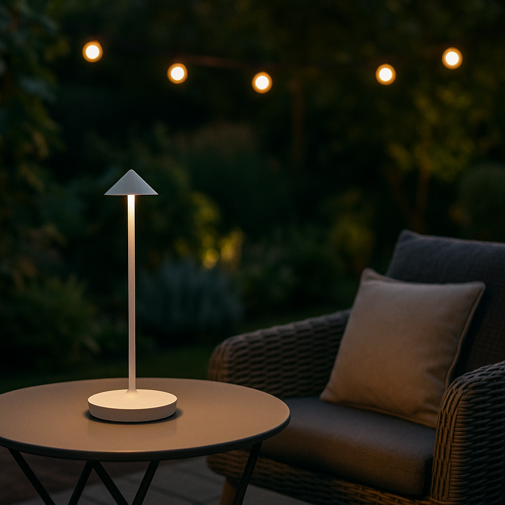 Cordless Rechargeable Table Lamp Aluminium 29 cm | Touch Dimmer, 4 Colours | Warm White LED, Indoor and Outdoor Use 2
