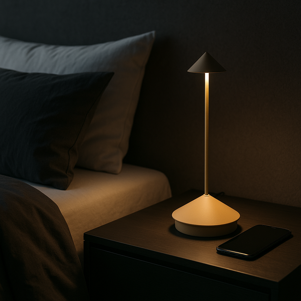 Cordless Rechargeable Table Lamp Aluminium 29 cm | Touch Dimmer, 4 Colours | Warm White LED, Indoor and Outdoor Use 3