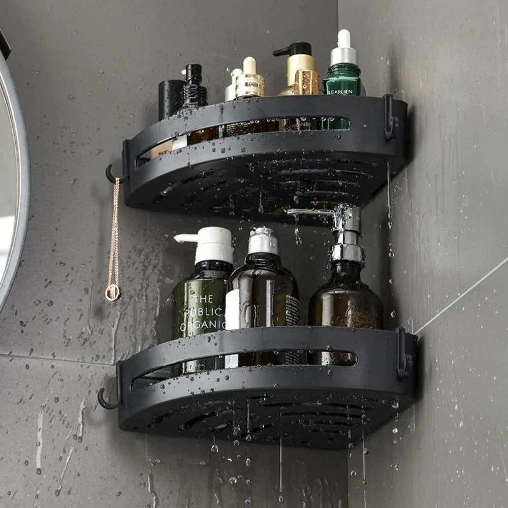 Drill-Free Shower Shelf | Corner Bathroom Storage Organizer
