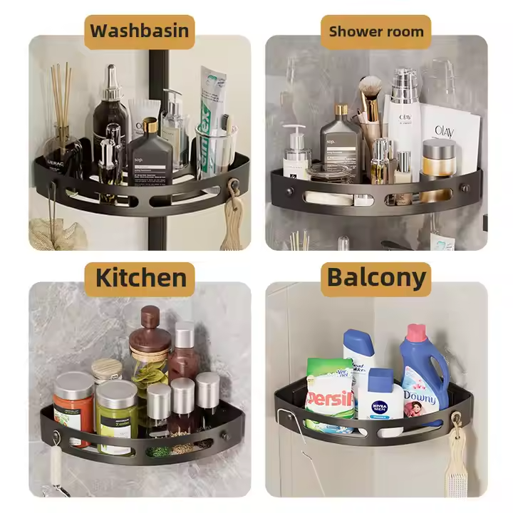Drill-Free Shower Shelf | Corner Bathroom Storage Organizer
