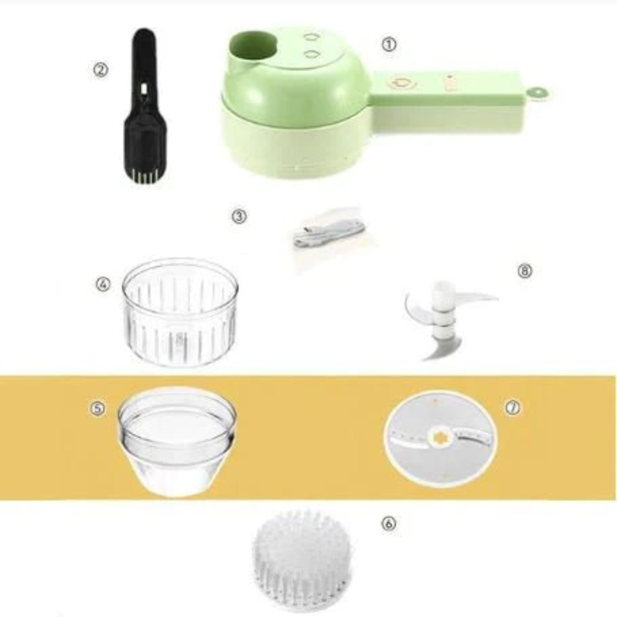 Electric 4-in-1 Food Slicer Grater Peeler | Built-In Cleaning Brush & USB Charging | Self-Cleaning Waterproof Design