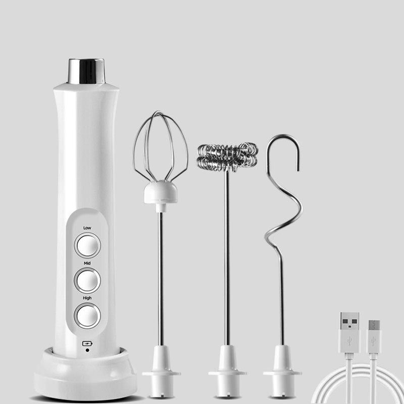 Electric Milk Frother Maker | Three Heads, Charging Base