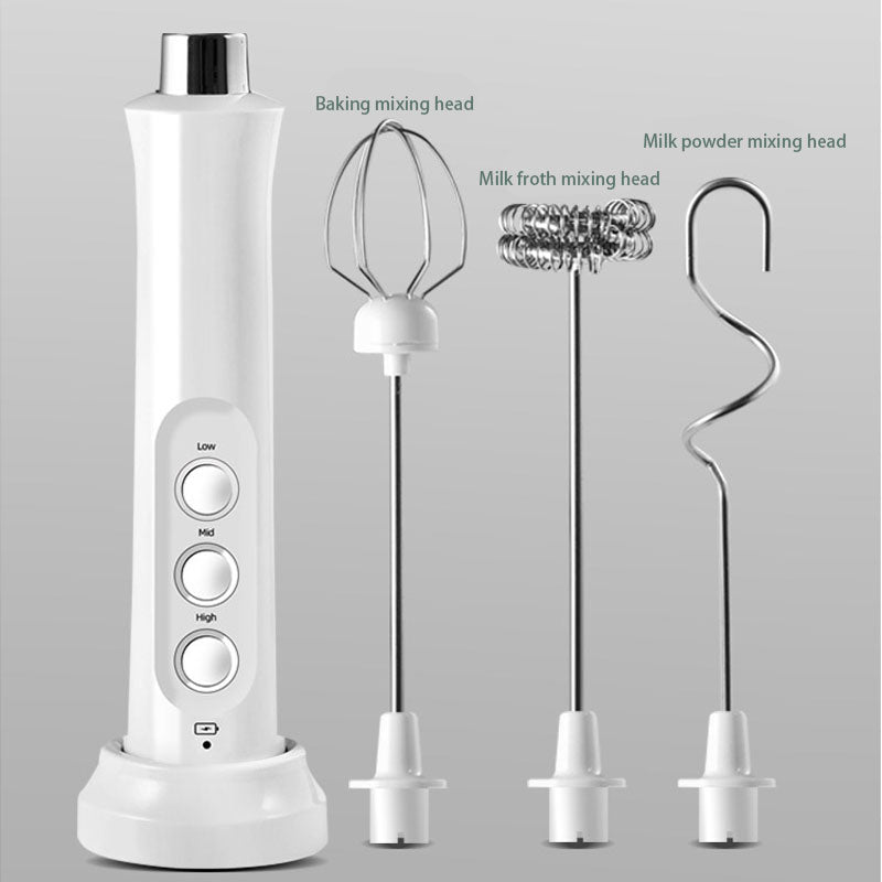 Electric Milk Frother Maker | Three Heads, Charging Base