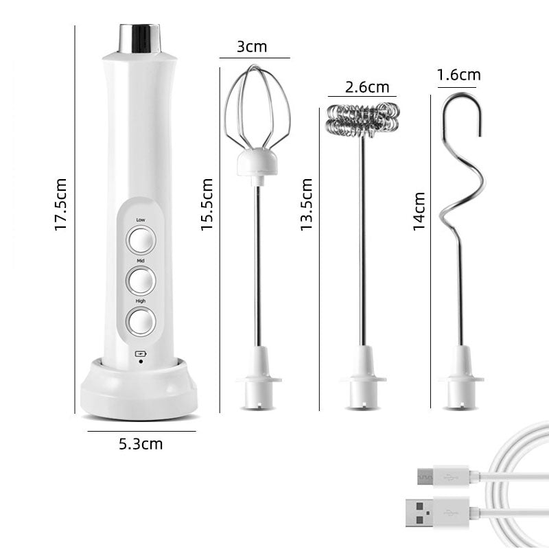 Electric Milk Frother Maker | Three Heads, Charging Base