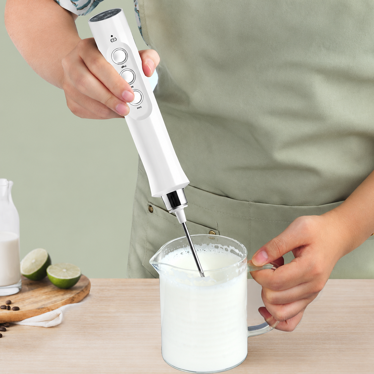 Electric Milk Frother Maker | Three Heads, Charging Base