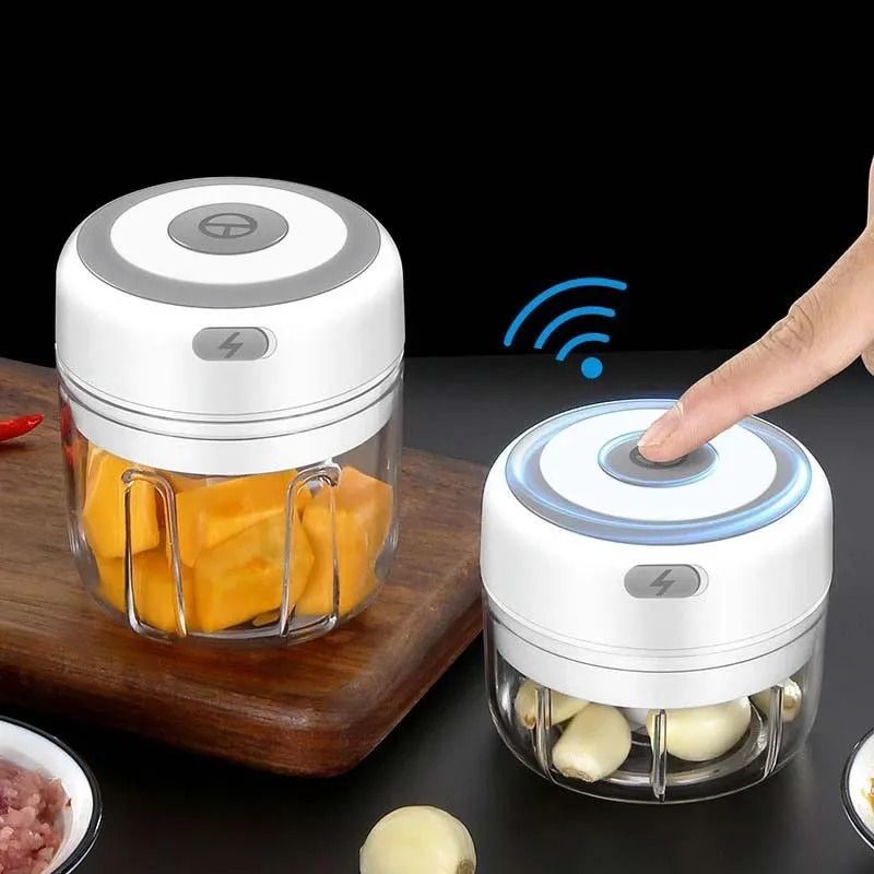 Electric Mini Food Chopper Stainless Steel Blades | USB Rechargeable One-Touch Operation | Chops Garlic Ginger Onions in Seconds