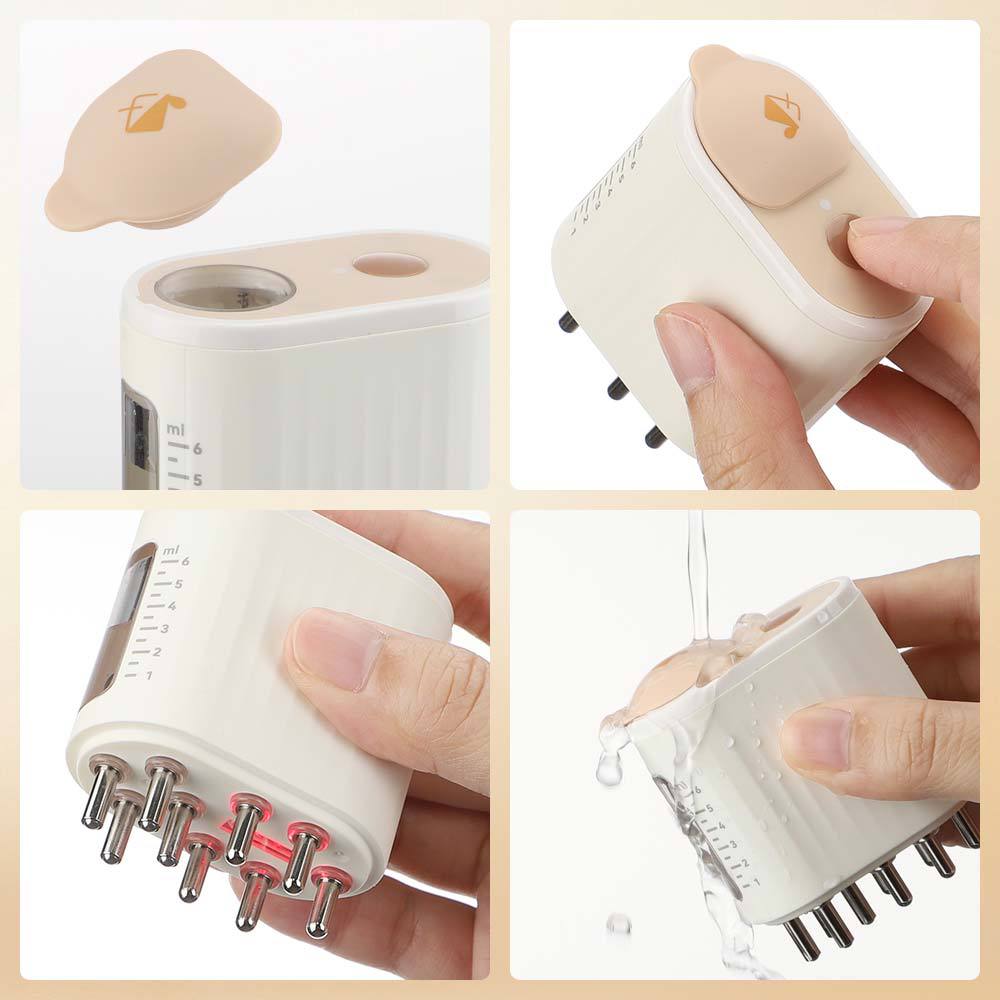 Electric Scalp Massager & Hair Oil Applicator | Red Light Therapy & 10000 RPM Vibration | Waterproof IPX5 Head Massager