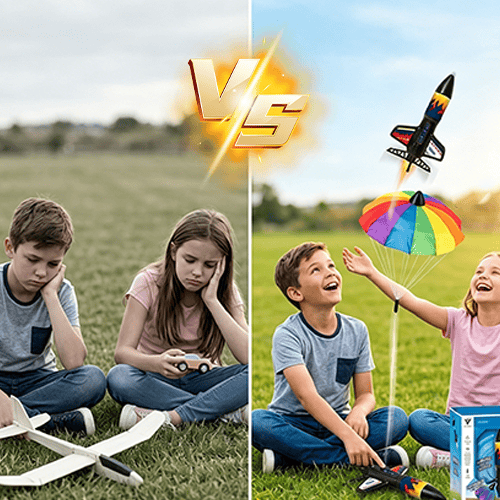 Electric Spinner Rocket Launcher Toy for Kids | USB Rechargeable Battery | LED Night Flight, Soft-Landing Design
