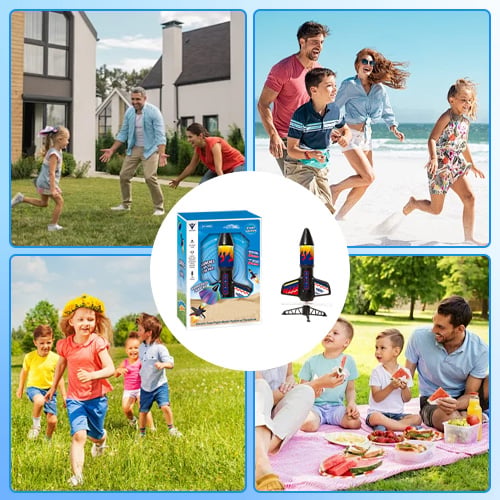 Electric Spinner Rocket Launcher Toy for Kids | USB Rechargeable Battery | LED Night Flight, Soft-Landing Design