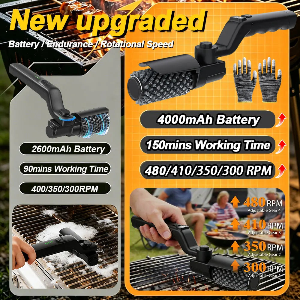 Electric BBQ Grill Brush Cleaner 3 Speed Cordless Grill Cleaning Brush 4