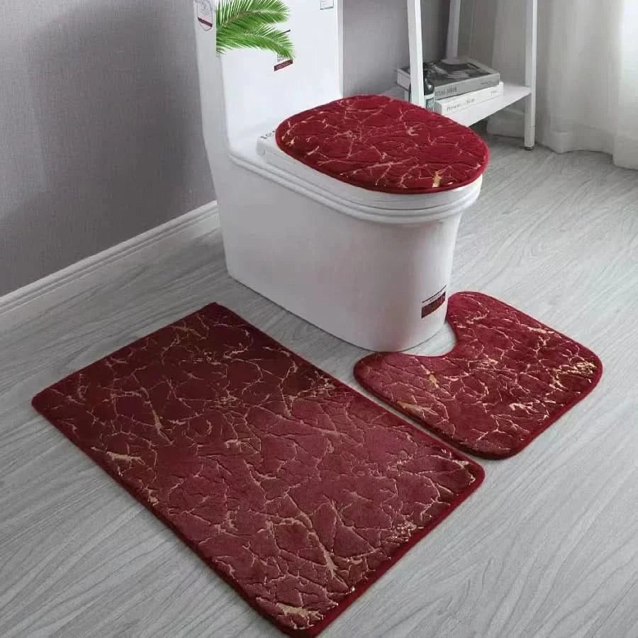 Elegant Gold Toilet Seat Cover Set - Non-Slip Bathroom Mat