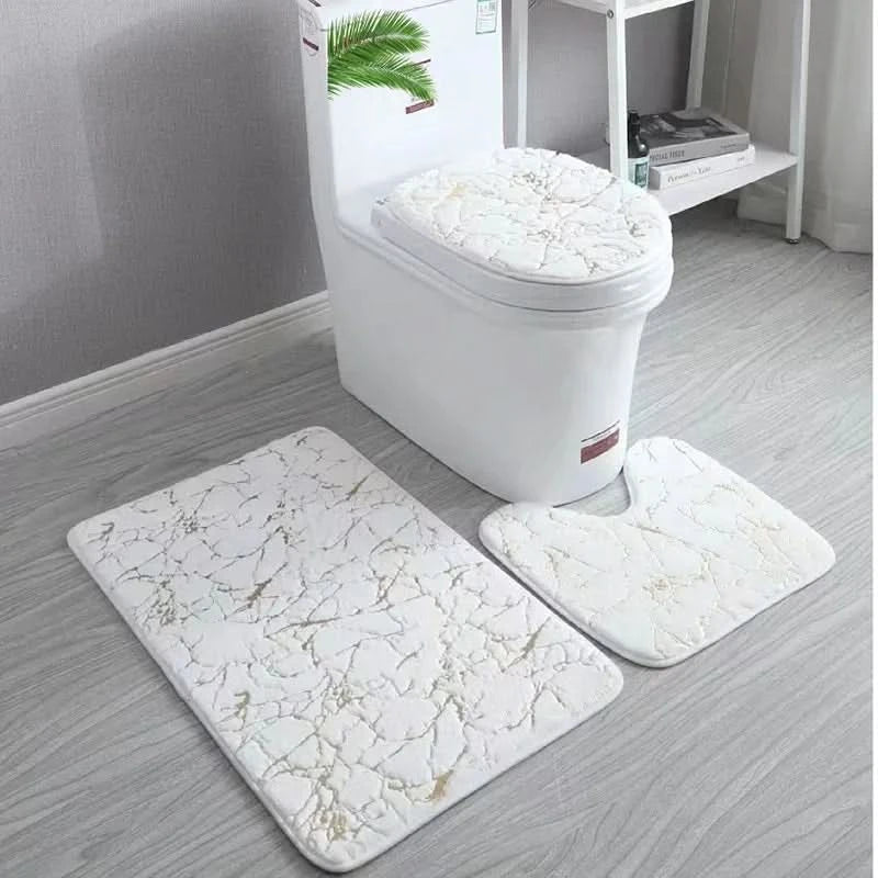 Elegant Gold Toilet Seat Cover Set - Non-Slip Bathroom Mat