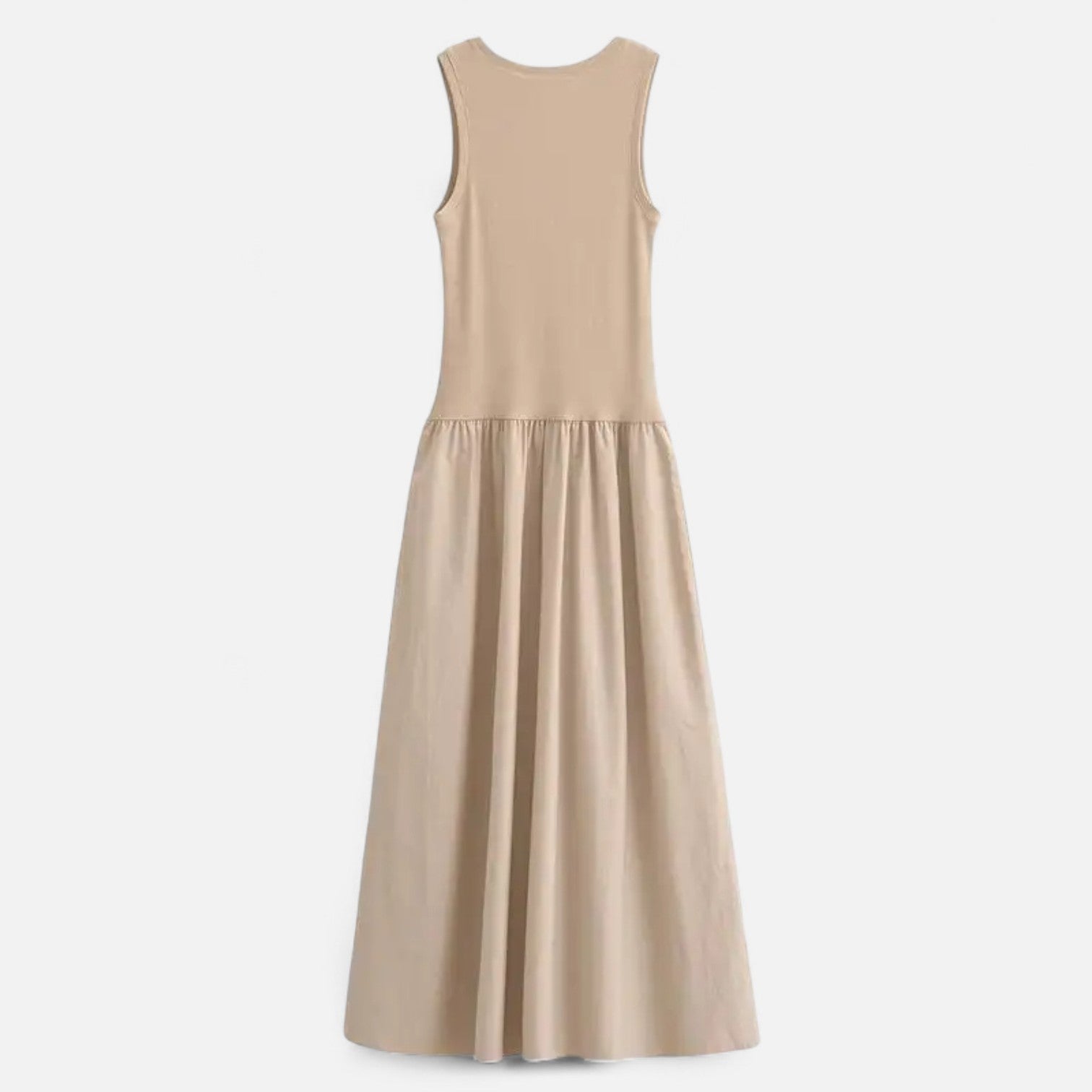 ElegantWear | Women's Midi Dress - Sleeveless A-Line with Defined Waist