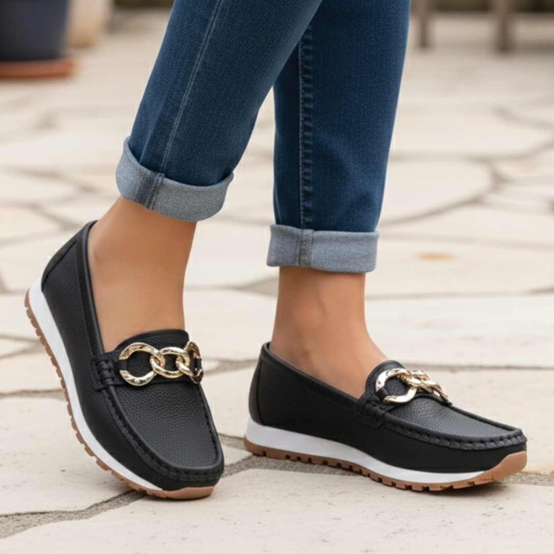 Ellie | Women's Vegan Leather Loafers – Flat Wedge Design, Slip-Resistant