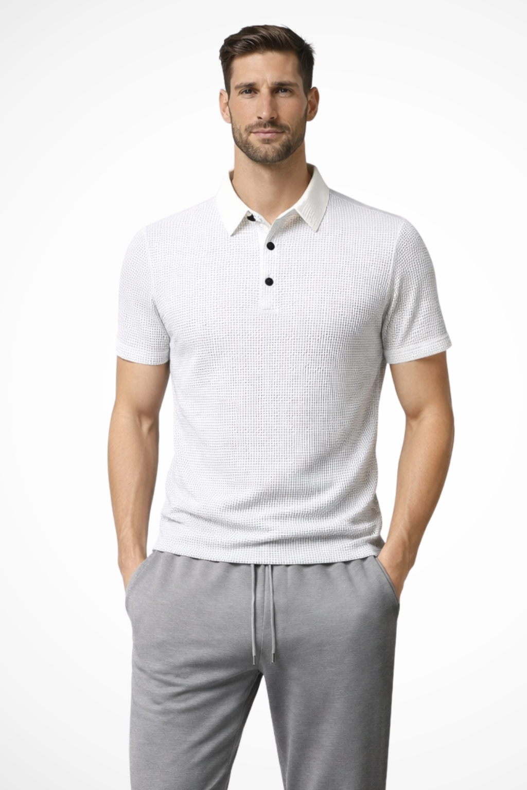 Elliot | Men's Polo Shirt – Waffle Knit Short Sleeve Design 8