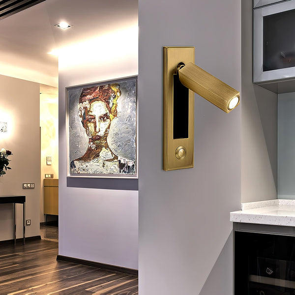 Wall Mounted Reading Light Adjustable Arm, Metal Dia 5 cm H 15.5-17.8 cm | Matte Black, Copper, Nickel | Warm/Cool White LED 1