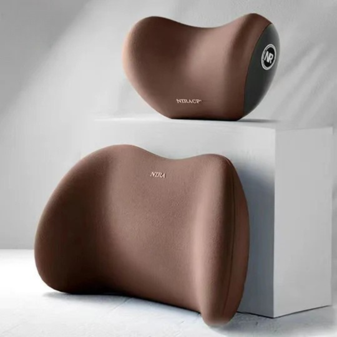 Ergonomic Car Pillow | ErgoRide Memory Foam Lumbar & Neck Support Set