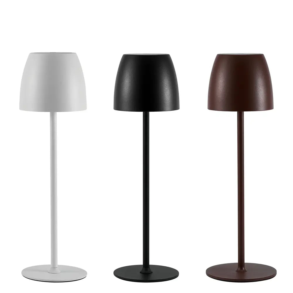 Waterproof Cordless Rechargeable Table Lamp Iron 10 x 38 cm | Black, White, Brown | 24-Hour Battery, Touch Dimmable 11