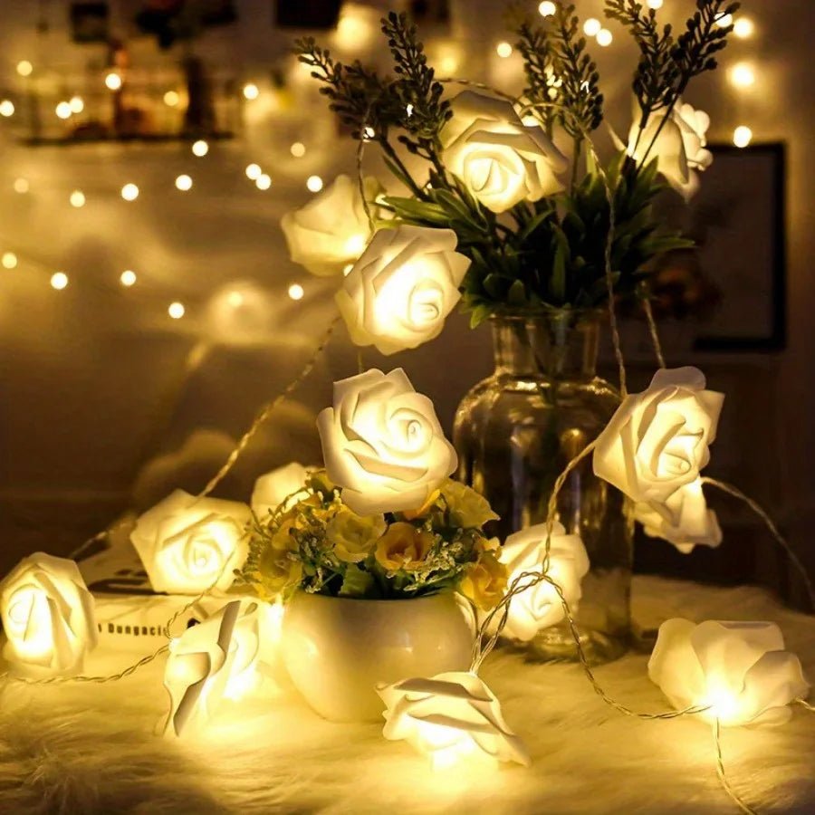 FLORALINE – Lichterketten mit künstlichen Rosen und warmem LED-Licht für ein romantisches Ambiente 0