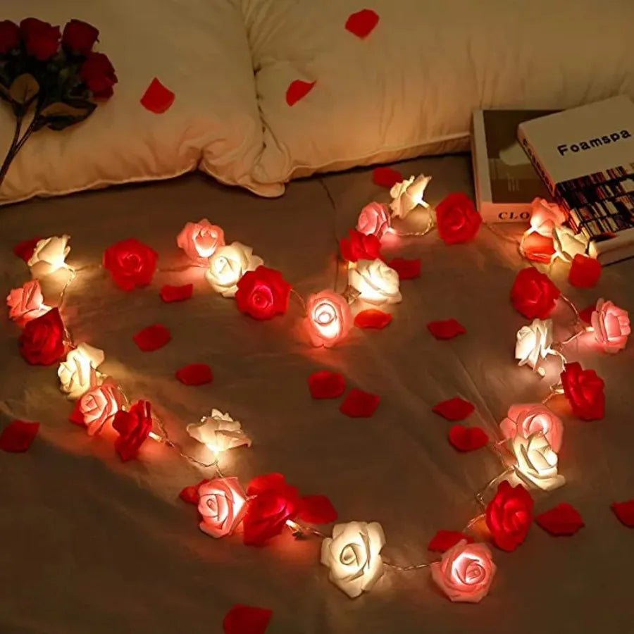 FLORALINE – Lichterketten mit künstlichen Rosen und warmem LED-Licht für ein romantisches Ambiente 2