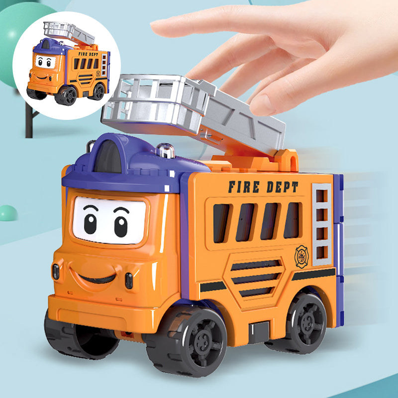 Transforming Toy Car Set Plastic | 4-in-1 Construction Vehicles, No Sharp Edges | Educational Gift for Kids and Toddlers 2